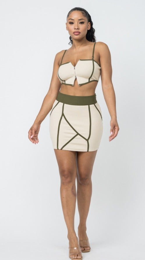 Olive Skirt Set