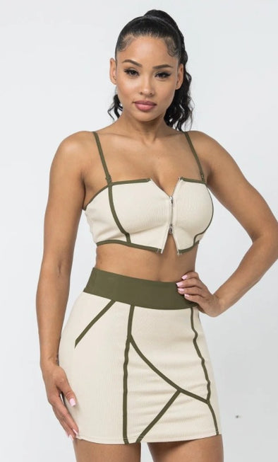 Olive Skirt Set